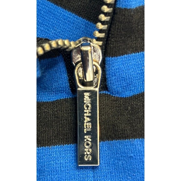 Michael Kors Vintage Mini Skirt Blue & Black Stripe Knit Stretch Side Zip Size 8 - Picture 6 of 9
